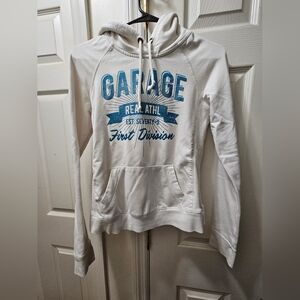 Garage Cream Hoodie with Blue Accents